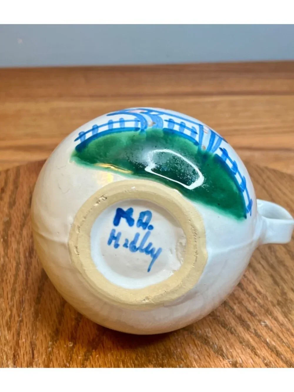 Vintage M.A. Hadley Pot Belly Milk Pitcher - Country Scene Blue-Horse
